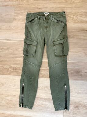 L'AGENCE Montgomery Skinny Cargo Pants Olive Green Zip Ankle Stretch Size 31